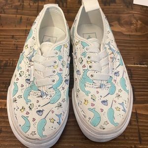 Vans size 11 toddlers/kids sneakers lightly used narwhal design with pink hearts